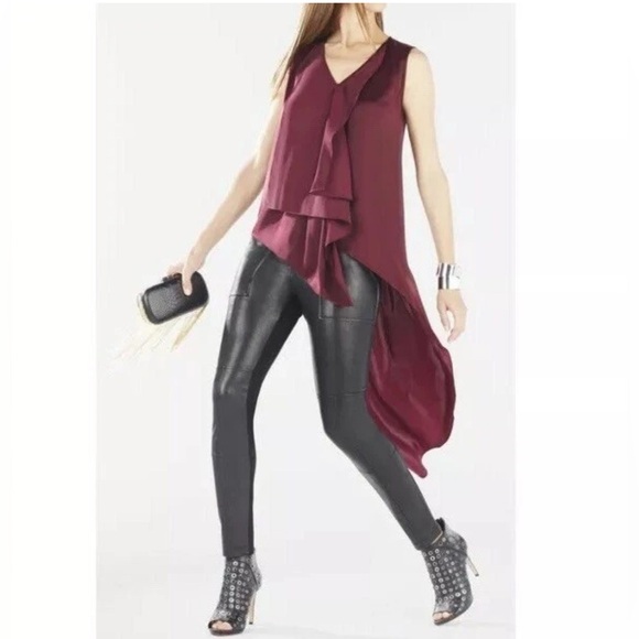 BCBGMaxAzria Pants - BCBGMAXAZRIA Connor GREEN Pleather Legging Size Medium